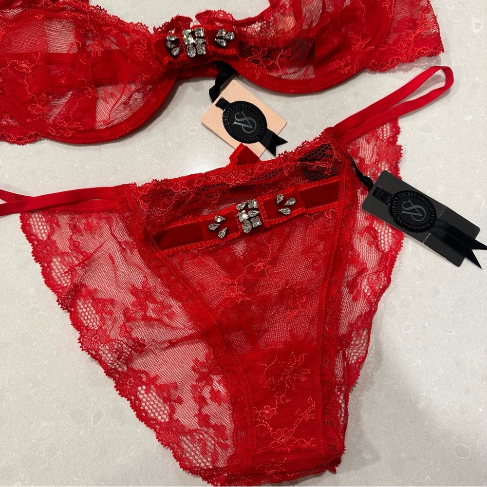Victoria's Secret Designer Fashion Show 2013 Swarovski Crystal Red Bra & Panty - Picture 3 of 14